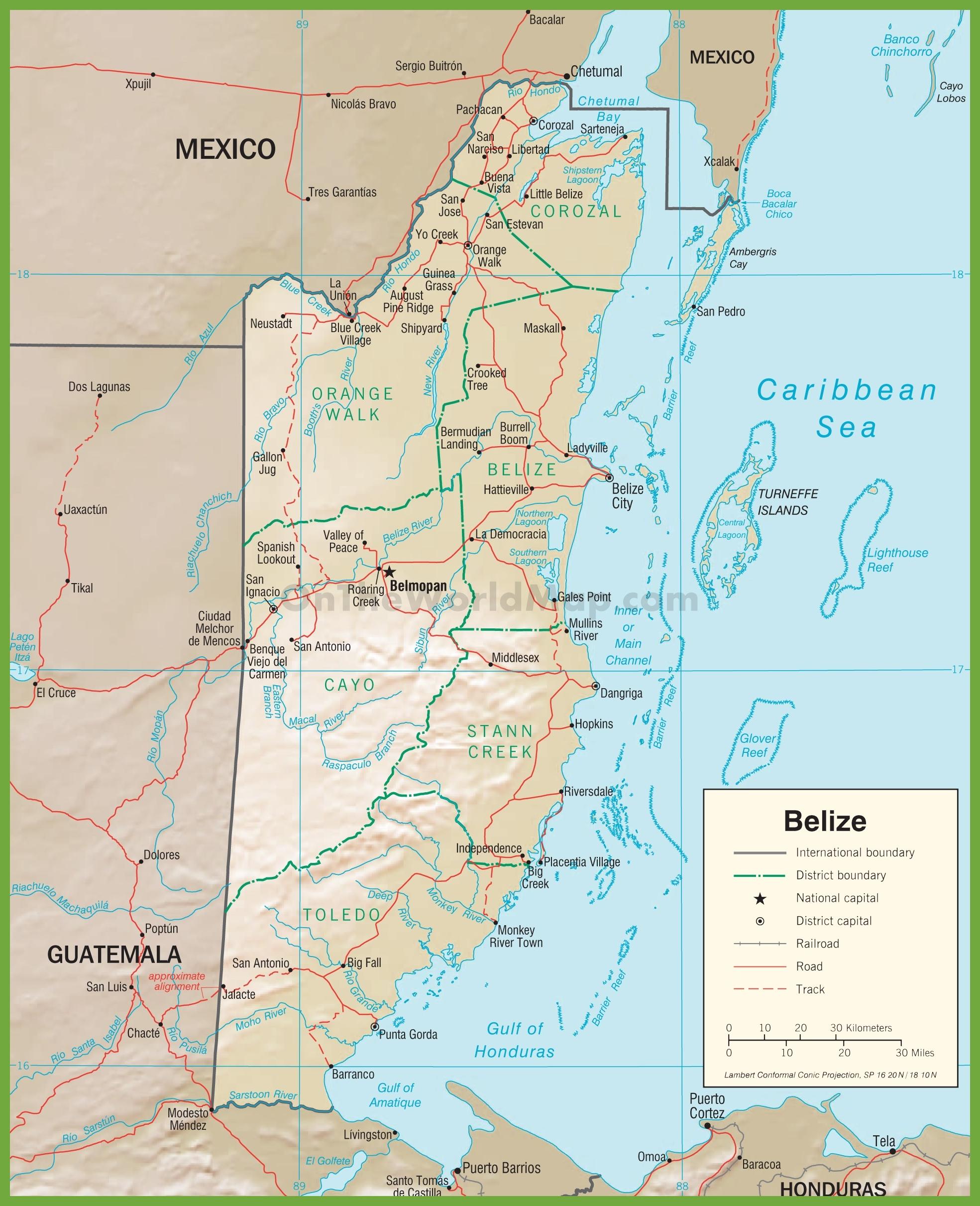 ベリーズシティ道路地図 ベリーズシティ高速道路地図 中央アメリカ ア