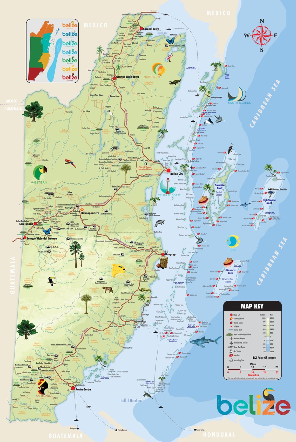地図のベリーズの名所