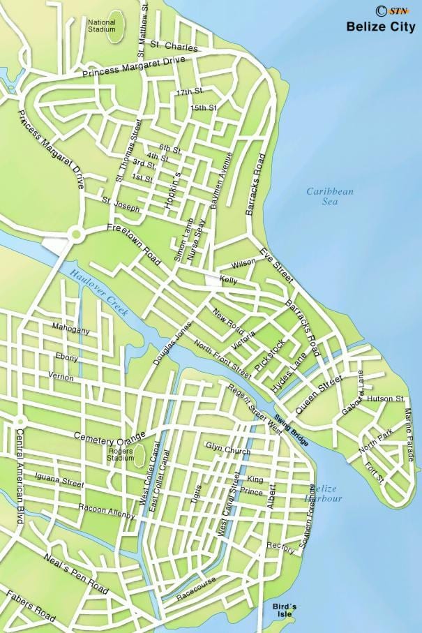 地図のベリーズシティの街並み