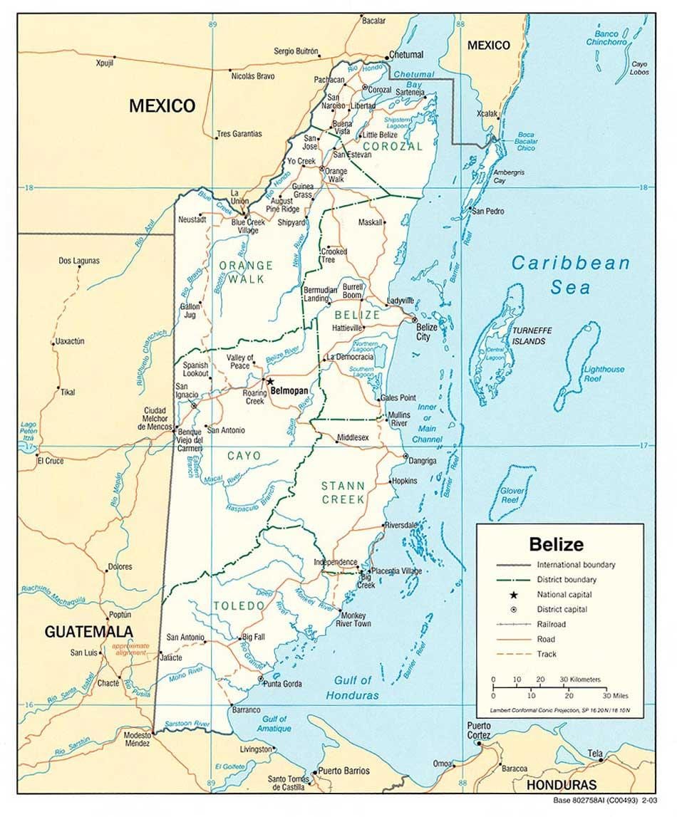 ベリーズシティ川の地図