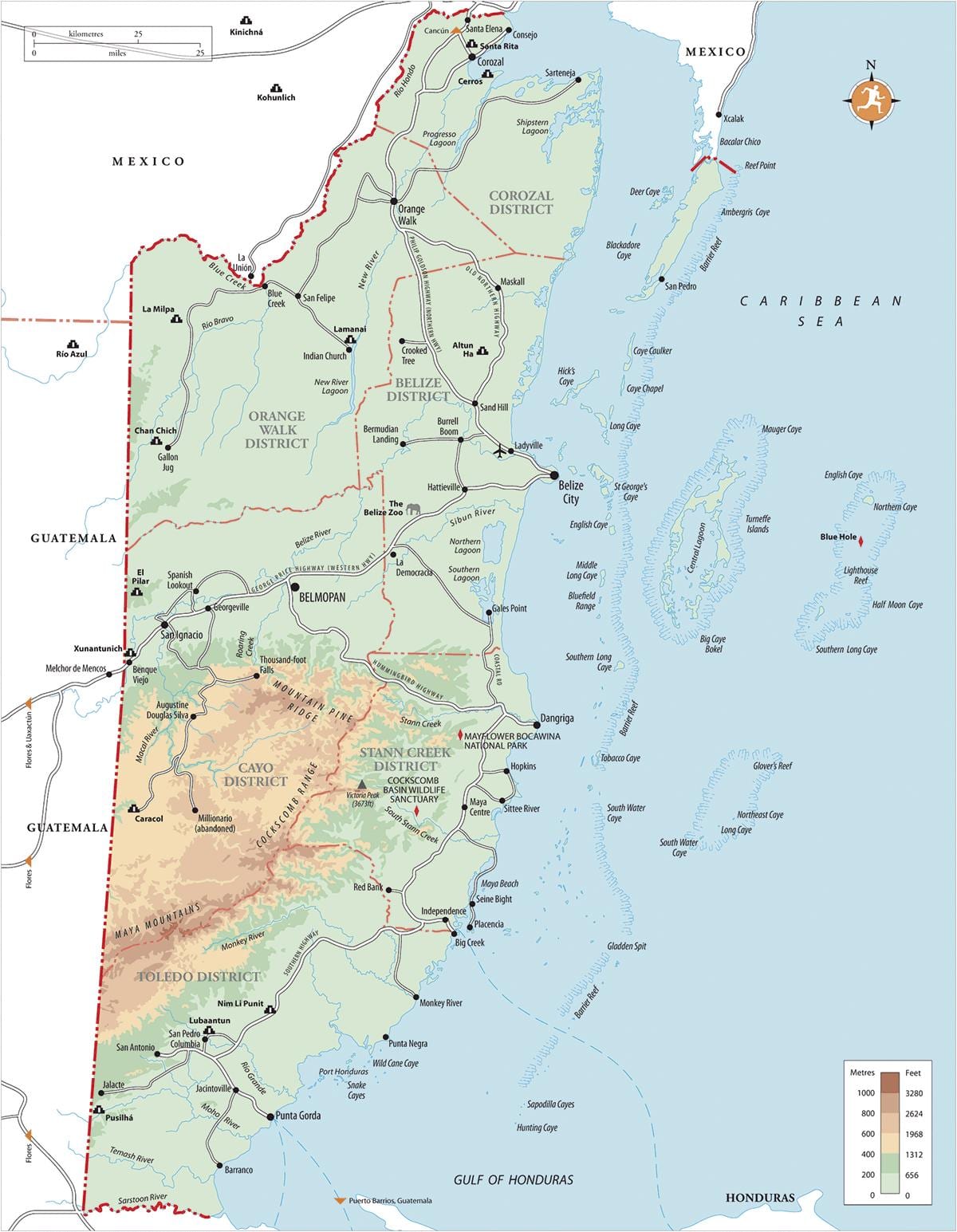 地図ofBelize観光村 