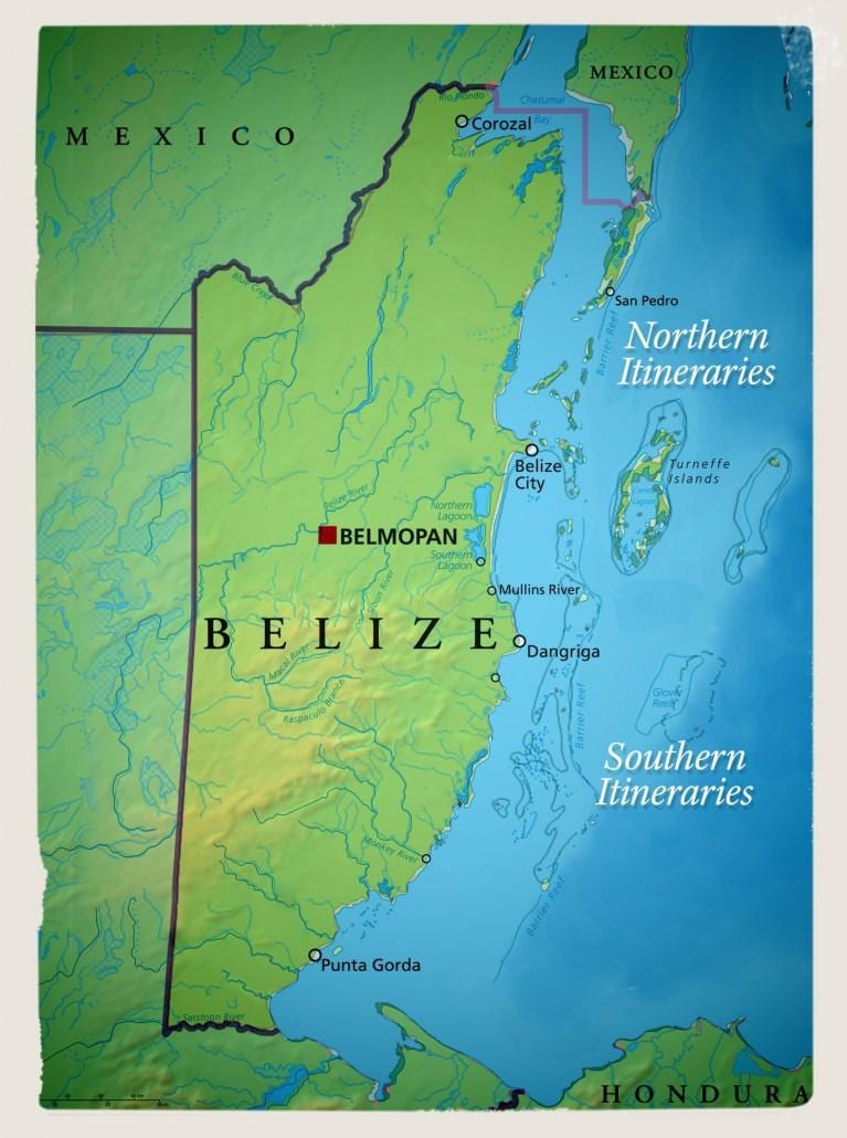 地図のベリーズセーリング