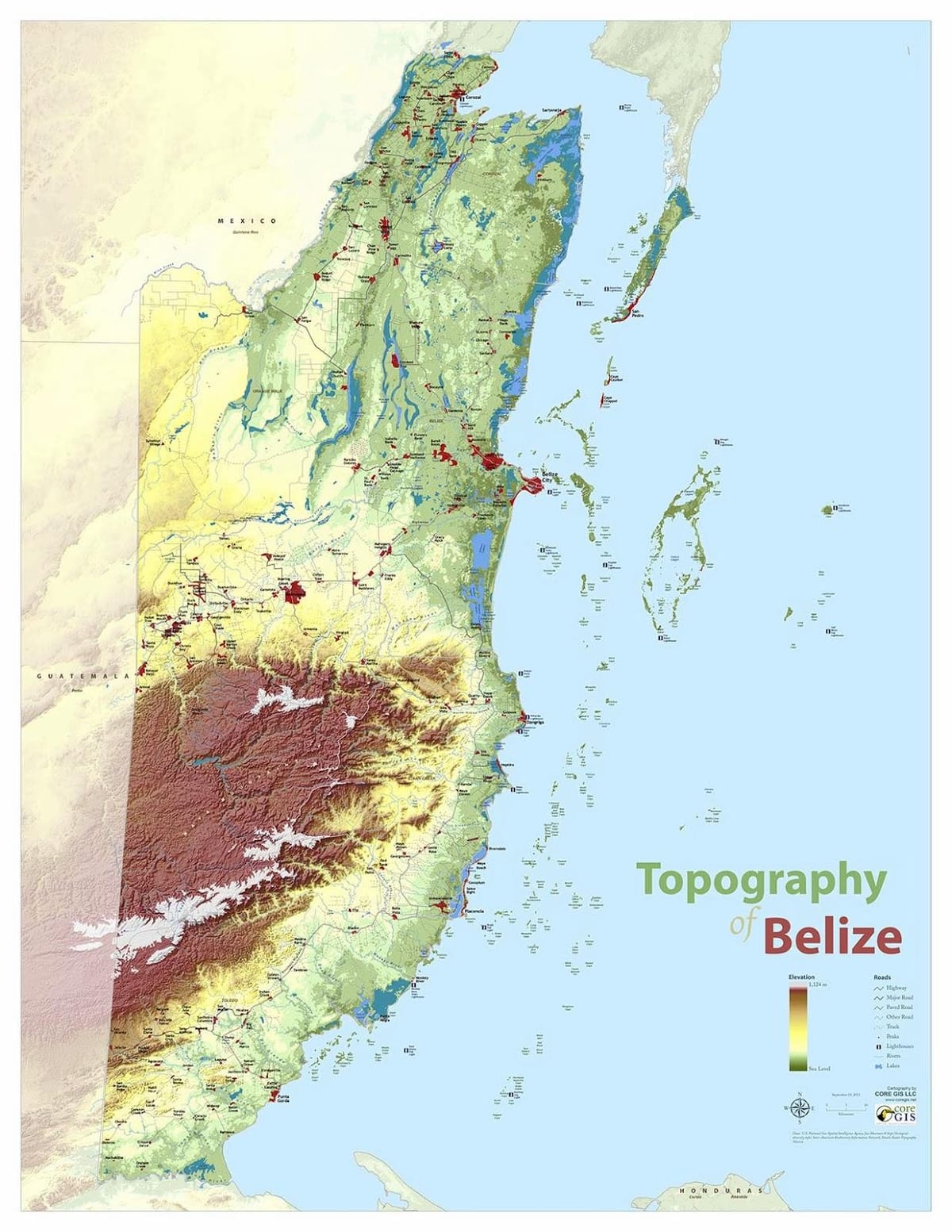 地図の地形のベリーズシティ