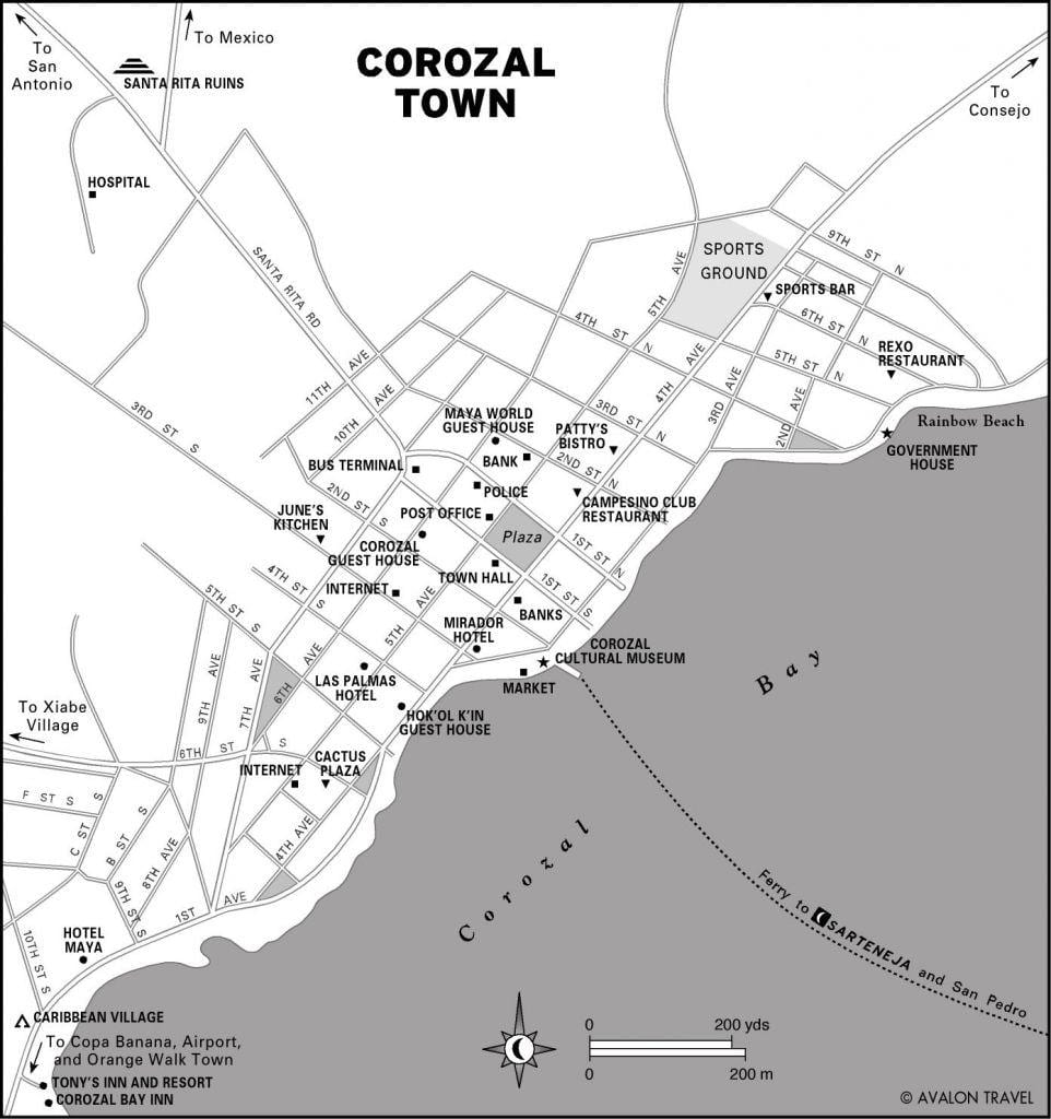 地図corozal町ベリーズシティ