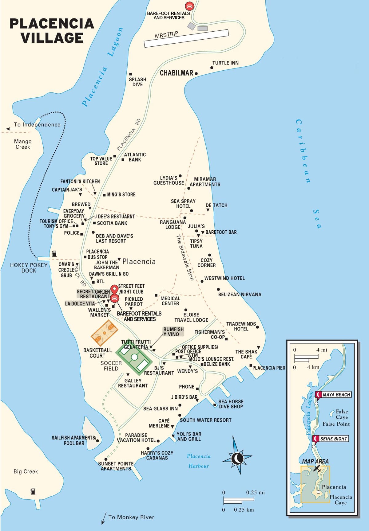 地図placencia里ベリーズシティ
