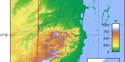 地図のベリーズ標高 